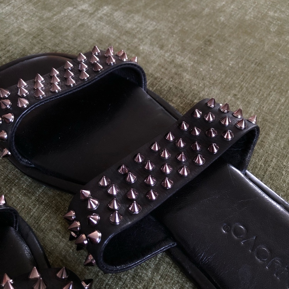 Studded Black Slide Sandals Free People Inuovo - Picture 6 of 6